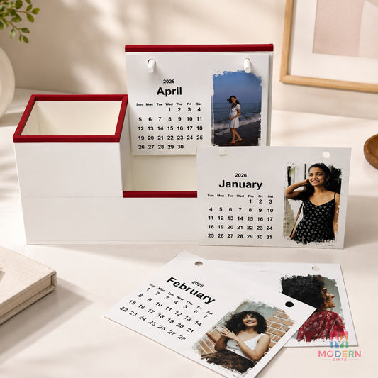 Personalized Desk Calendar with Pen Holder