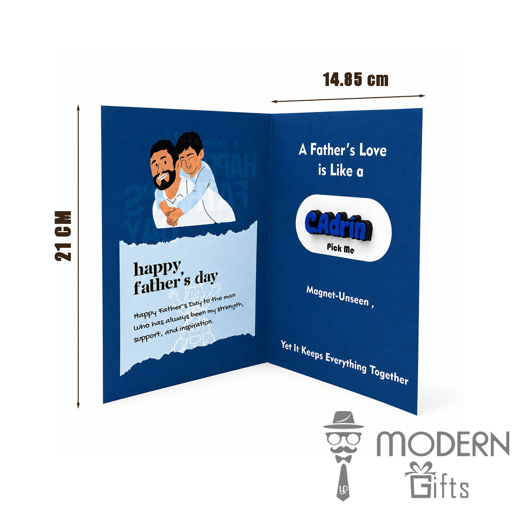 Father's Day Greeting Card with Name Magnet