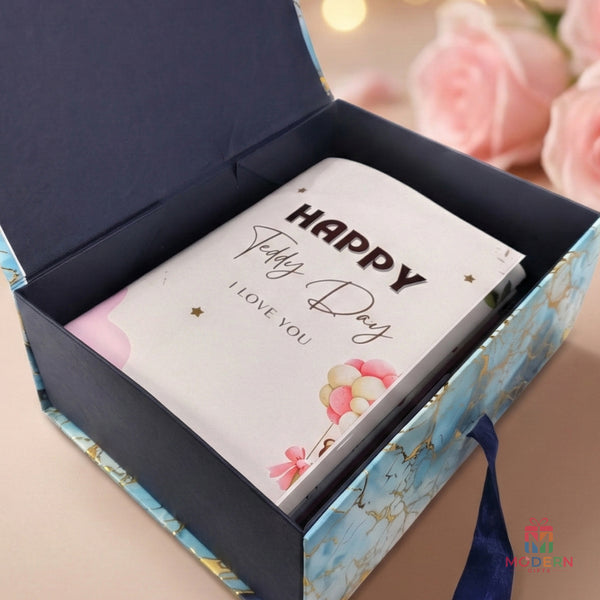 Love Week greeting card gift box with romantic Happy Valentine's Day message and elegant floral design.