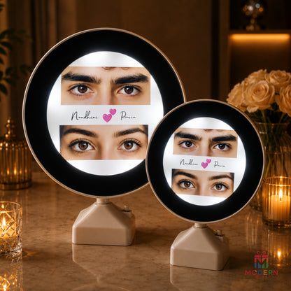 Magical Eye Mirror with personalized couple eye photos and names