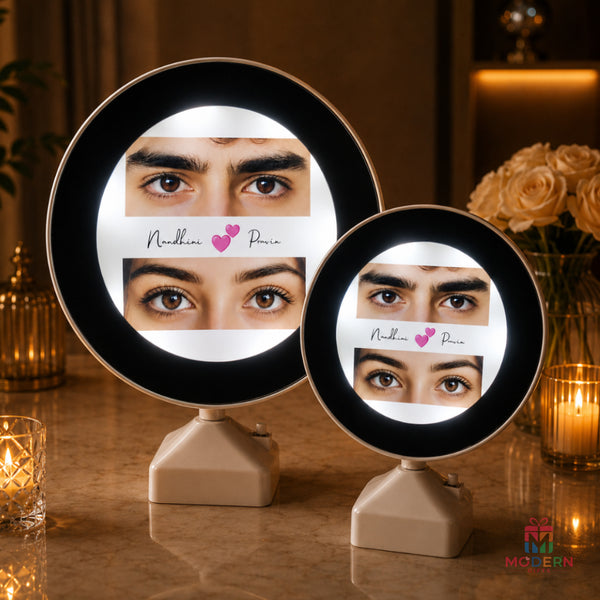 Magical Eye Mirror with personalized couple eye photos and names