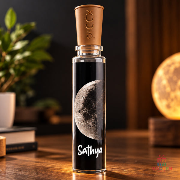Personalized Moon Lamp with realistic moon design and custom name glowing at night
