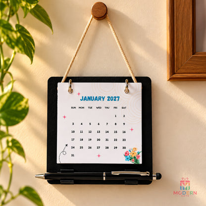 Hangar Calendar With Pen featuring monthly calendar sheets and built-in pen holder