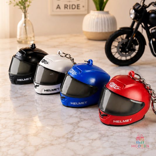 LED Name Helmet Keychain in black white blue and red colors personalized biker gift
