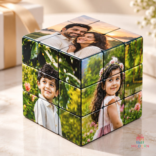 Custom photo cube with multiple pictures for personalized gifting