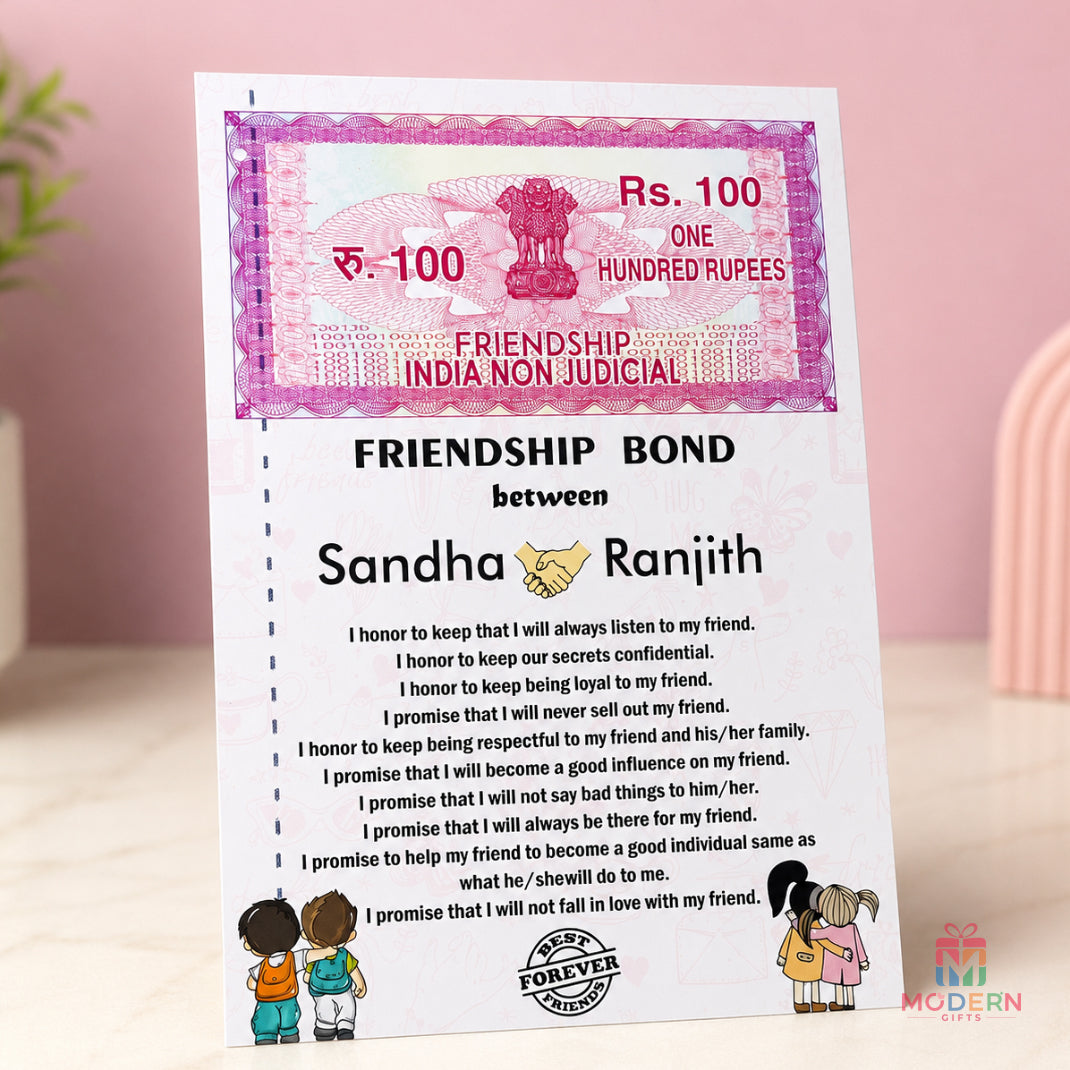 Personalized Friendship Bond Certificate with Custom Names – Best Friend Gift from Modern Gifts