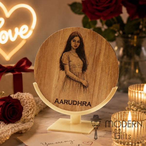 Personalized Wooden Photo Frame with Glowing Stand