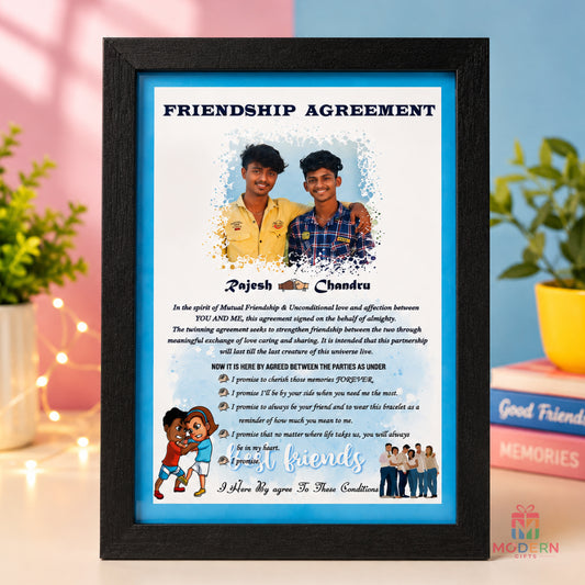Personalized Friendship Agreement Frame with Custom Names and Photo – Best Friend Gift from Modern Gifts
