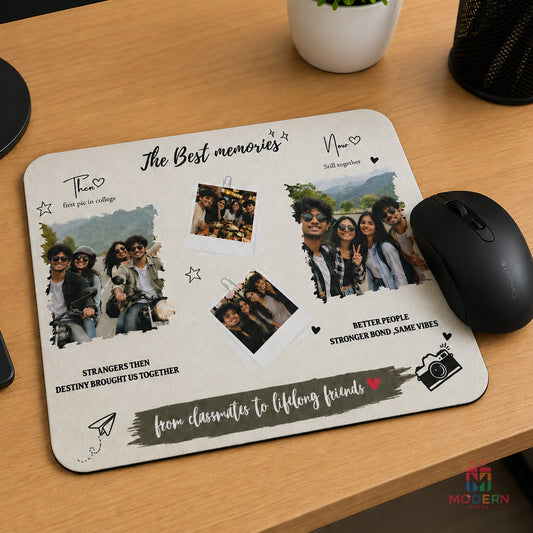 Personalized Best Memories Friends Mouse Pad with photo collage.