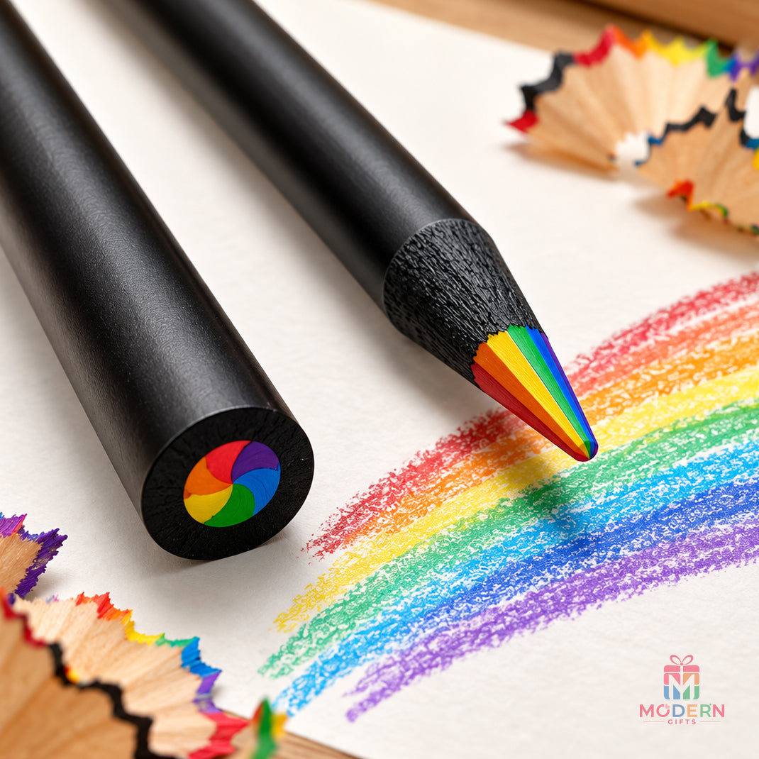 Rainbow Pencil creating colourful rainbow strokes for drawing and creative activities