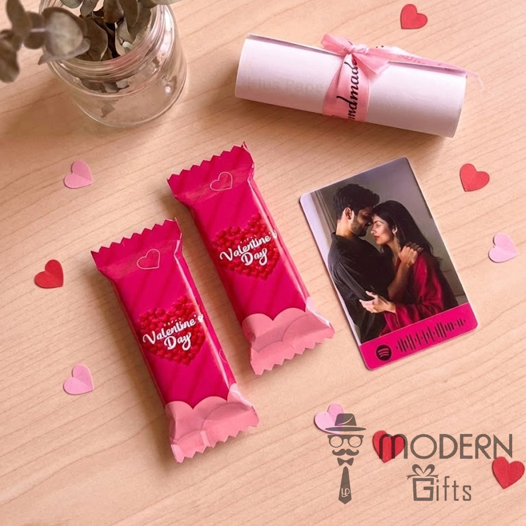 Cute Love Combo personalized gift set with promise bond, love licence card, and Valentine chocolates