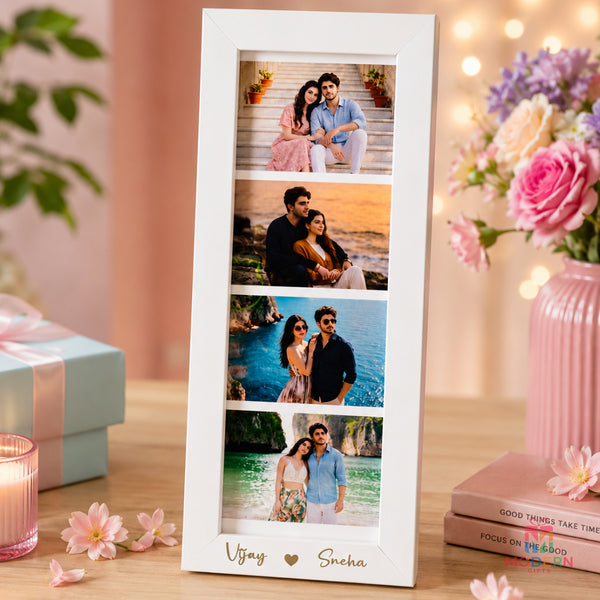 Premium personalized couple portrait frame with multiple photos and custom names