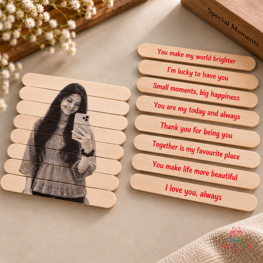 Personalized wooden Puzzle Sticks with photo and heartfelt messages