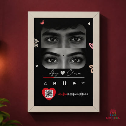 Personalized Voice Eye Frame with couple photo, QR code and voice message design