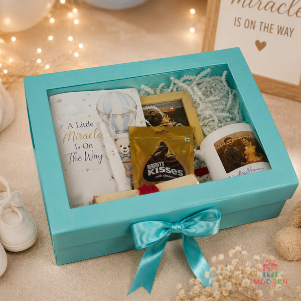 Pregnancy announcement gift box for husband with To Be Dad keepsakes