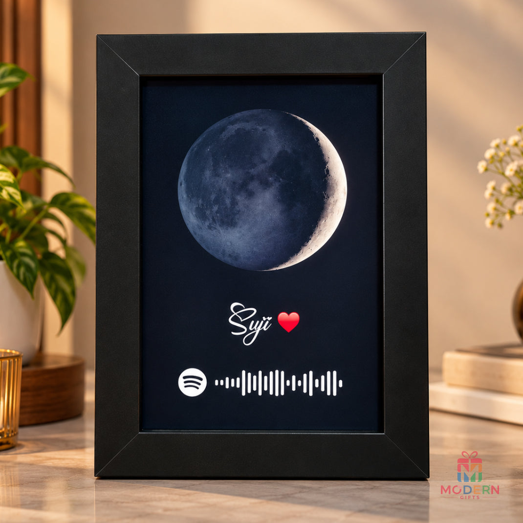 Personalized Single Moon Frame with custom name and moon design