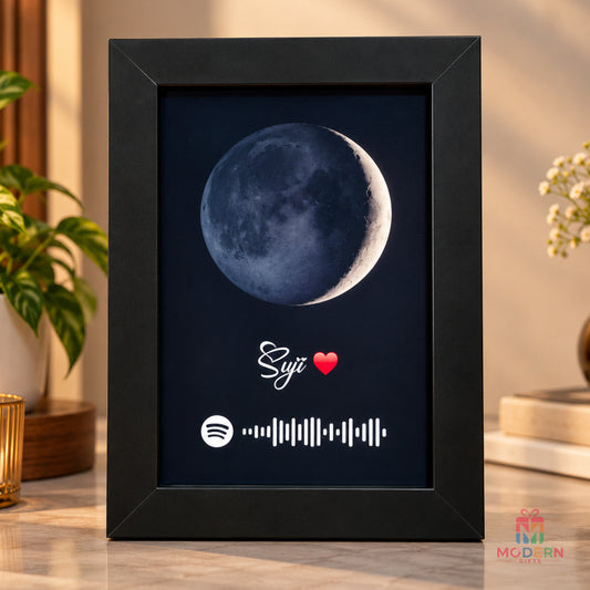 Personalized Single Moon Frame with custom name and moon design