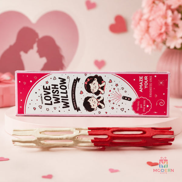 Love Wish Willow romantic couple gift with red and white willow pieces and heart-themed packaging