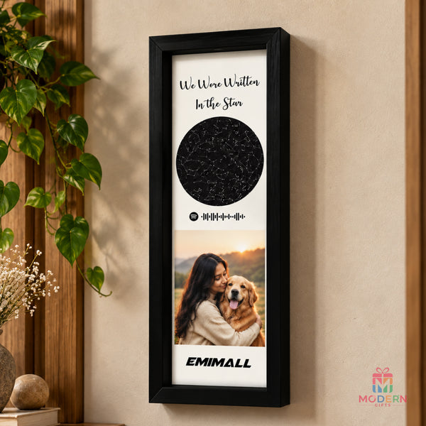 Personalized Star Spotify Frame with custom photo, constellation star map and favorite song