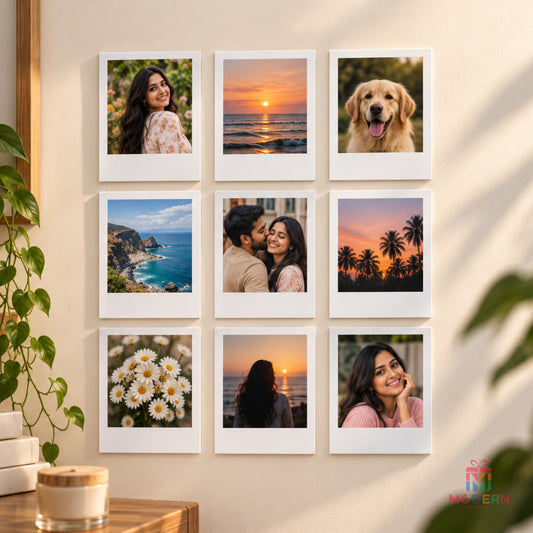Personalized Wall of Polaroid photo collage with 9 custom pictures for home wall decor