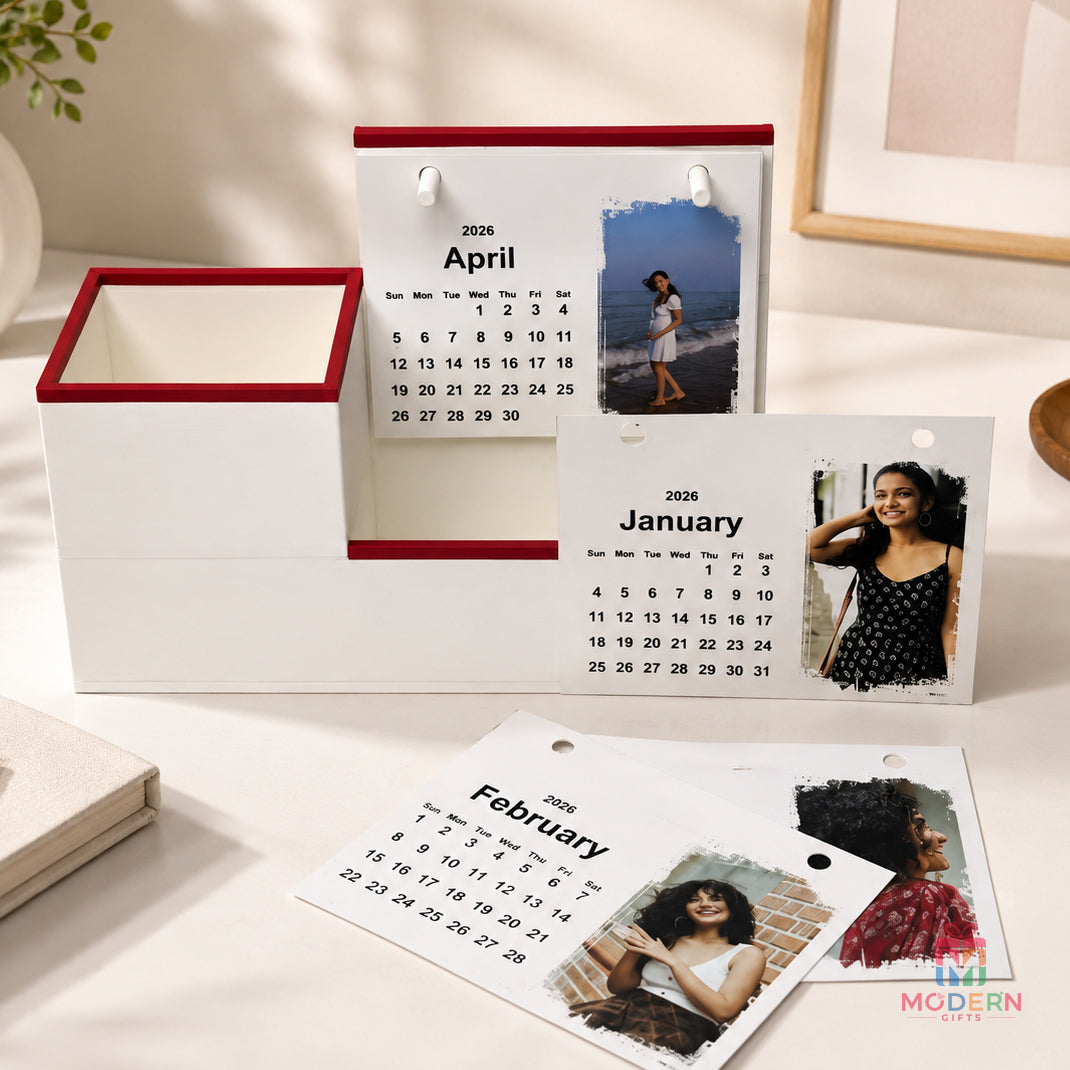 Personalized Desk Calendar with Pen Holder