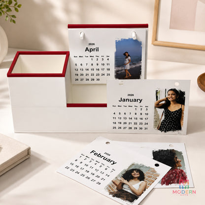 Personalized Desk Calendar with Pen Holder