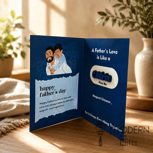 Father's Day Greeting Card with Name Magnet