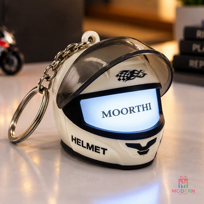 LED Name Helmet Keychain