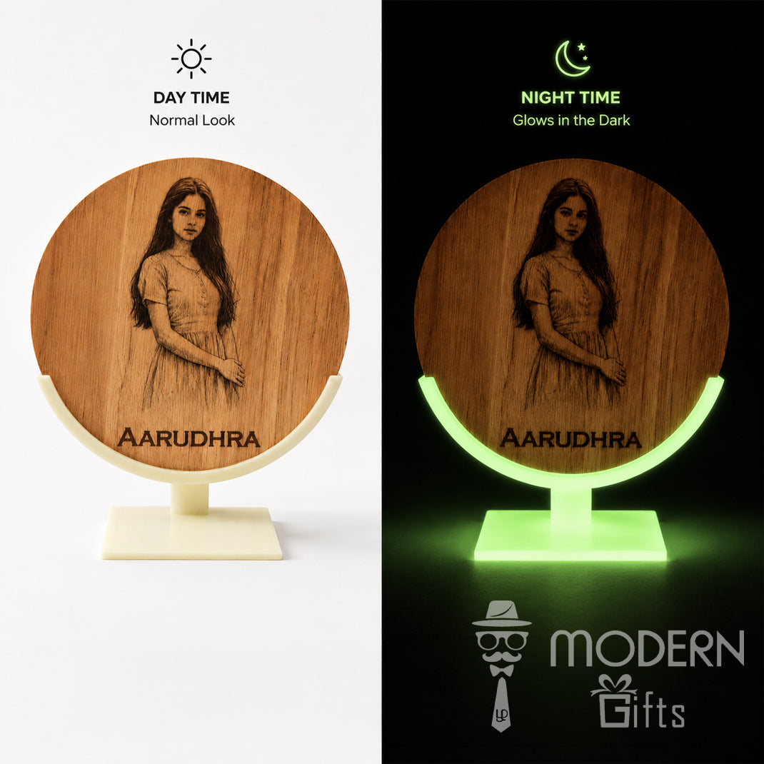 Personalized Wooden Photo Frame with Glowing Stand