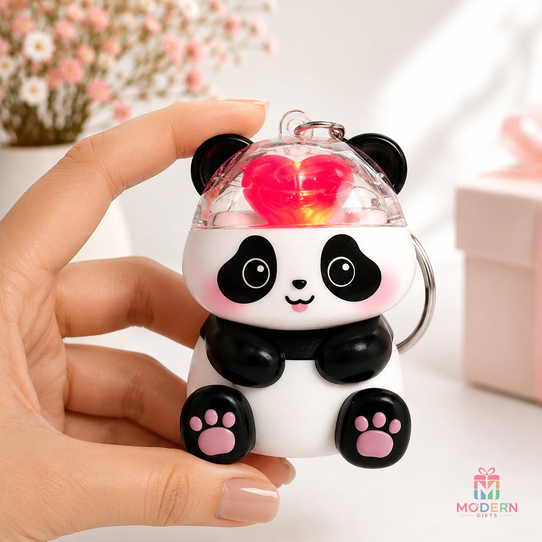 I Love You Panda Sound and Light Keychain – Cute Panda Love Gift with Red LED Light and Voice Feature