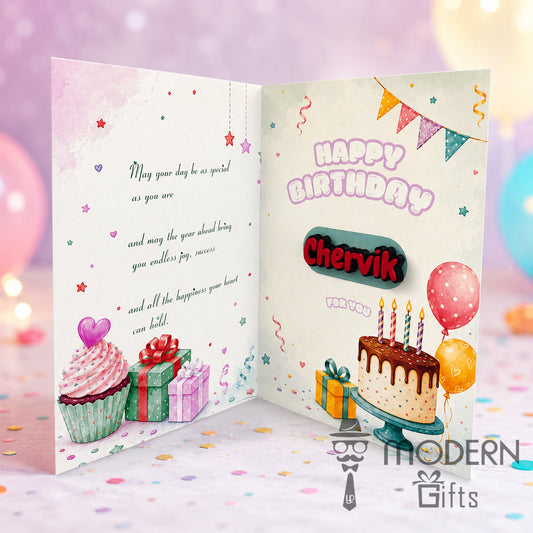 Happy Birthday Greeting Card With Name Magnet