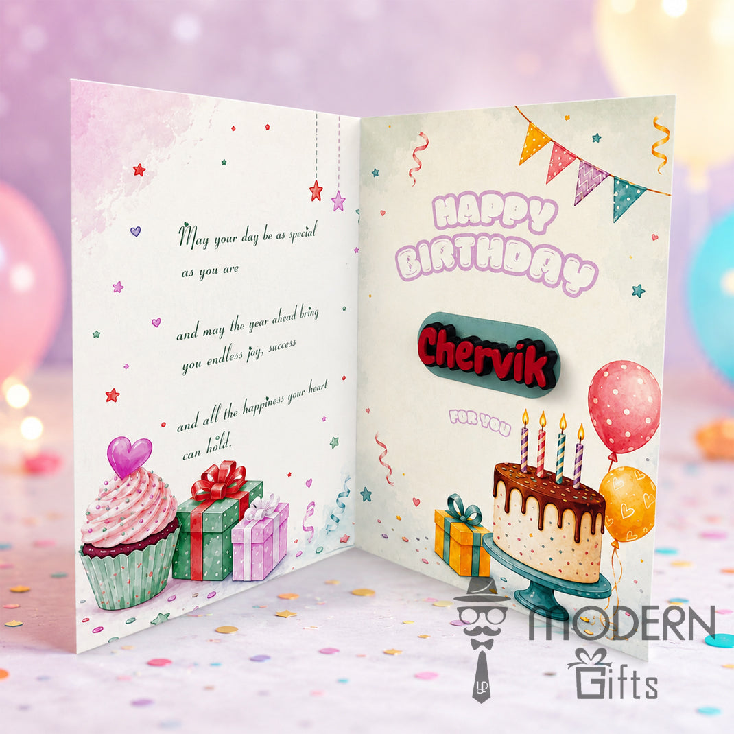 Happy Birthday Greeting Card With Name Magnet