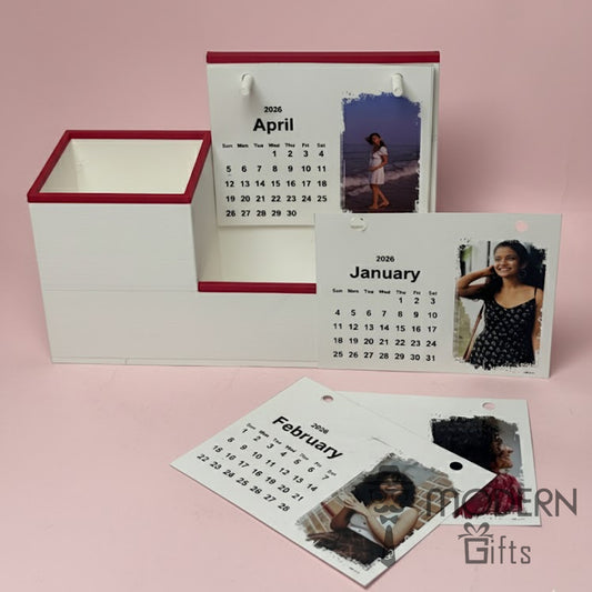 Personalized Desk Calendar with Pen Holder