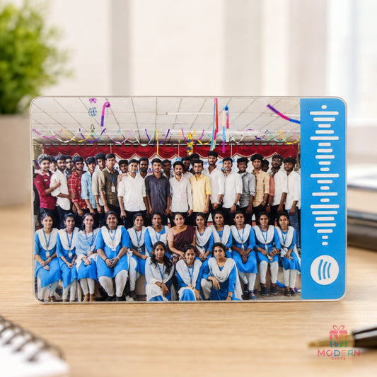 Personalized farewell card with group photo, department name and batch years