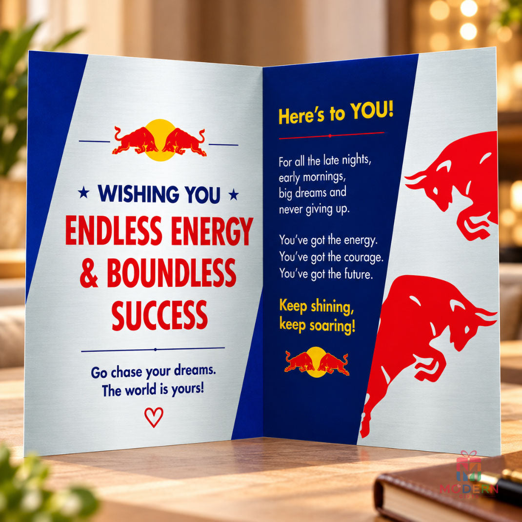 Red Abstain Energy Drink Greeting Card