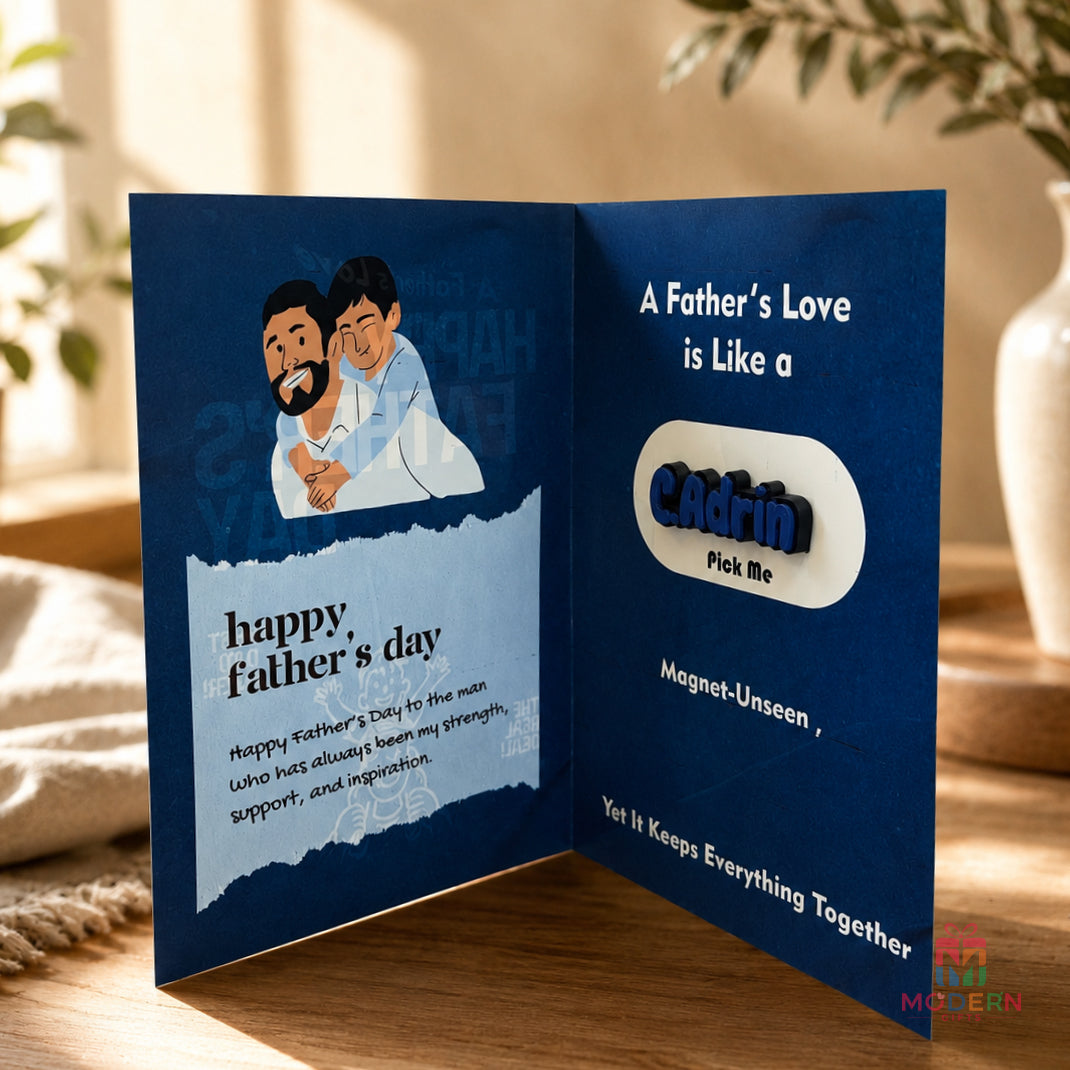 Father's Day Greeting Card with Name Magnet