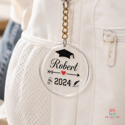 Personalized graduation keychain with graduate name and batch year