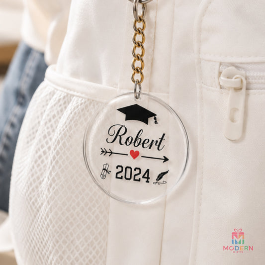 Personalized graduation keychain with graduate name and batch year
