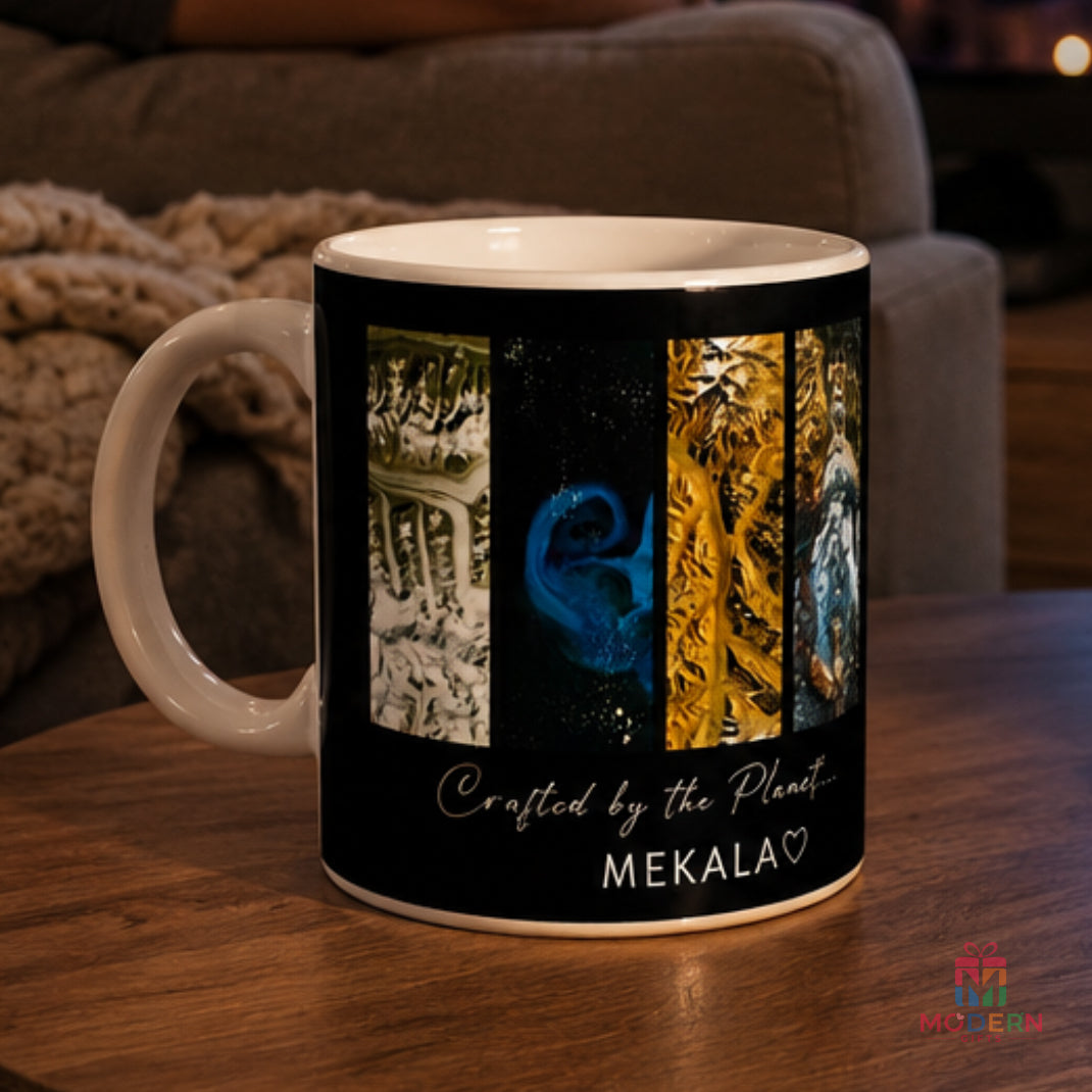 Customized Landsat mug with personalized satellite map design and name