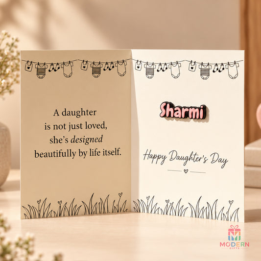 Daughter's Day Greeting card with Name magnet