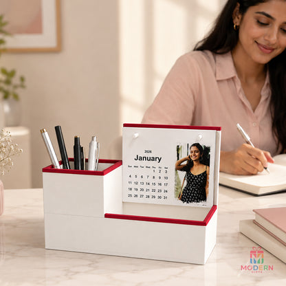 Personalized Desk Calendar with Pen Holder