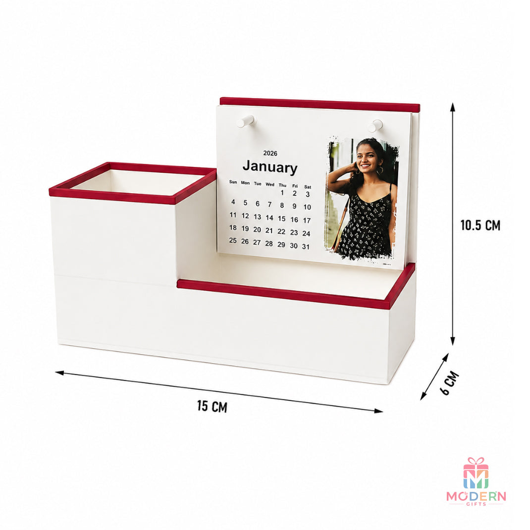 Personalized Desk Calendar with Pen Holder