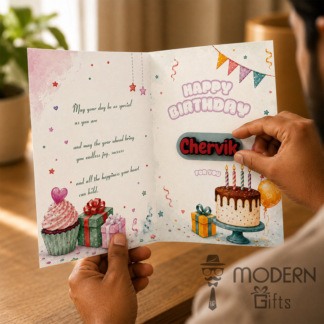 Happy Birthday Greeting Card With Name Magnet