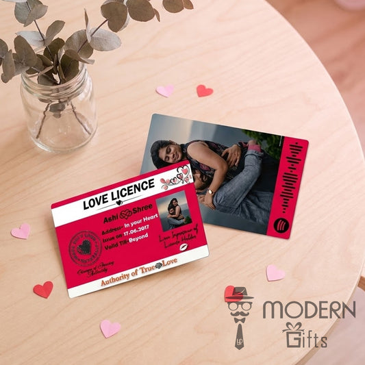 Cute Love Combo personalized gift set with promise bond, love licence card, and Valentine chocolates