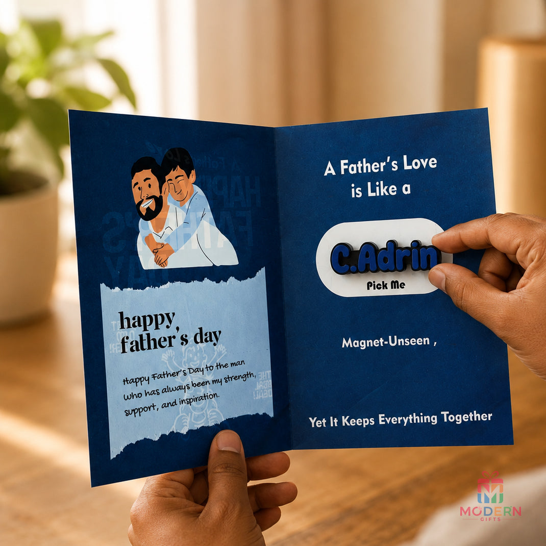 Father's Day Greeting Card with Name Magnet
