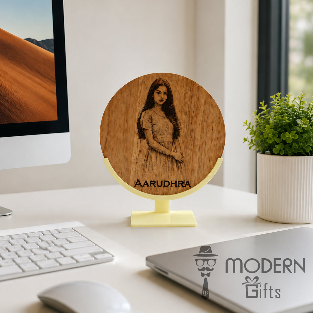 Personalized Wooden Photo Frame with Glowing Stand