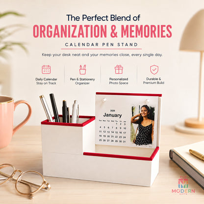 Personalized Desk Calendar with Pen Holder