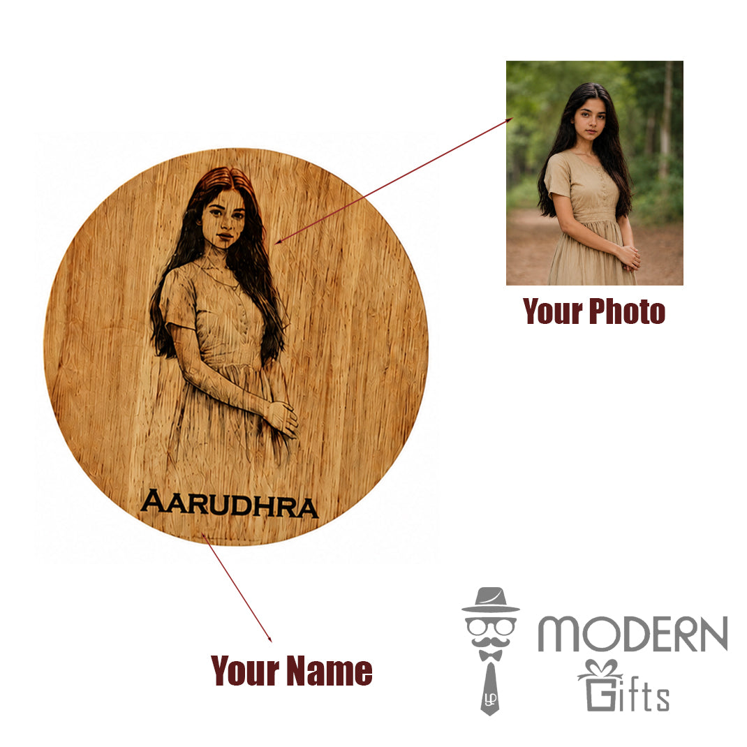 Personalized Wooden Photo Frame with Glowing Stand