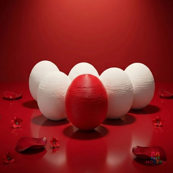Love Eggs romantic gift box with six red and white egg-shaped pieces