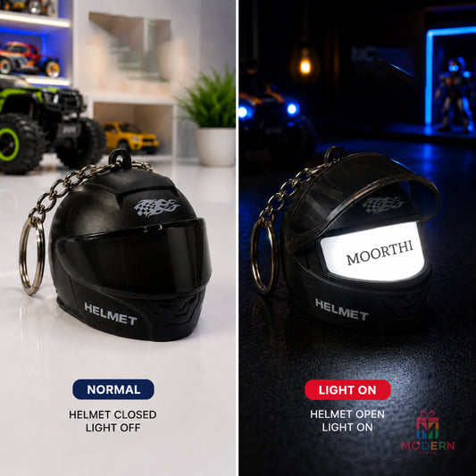 LED Name Helmet Keychain